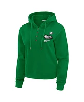 Wear by Erin Andrews Women's Kelly Green Dallas Stars Waffle-Knit Pullover Hoodie