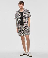 Mode Of One Mens Mixed Check Relaxed Fit Printed Button Down Camp Shirt Regular Fit Printed Swim Trunks Exclusively At Macys