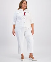 Kasper Plus Button-Front Trucker Jacket