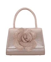 Nina Crystal Flower Embellished Metallic Satchel Bag