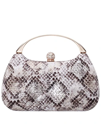 Nina Snake Minaudiere with Crystal Clasp Bag