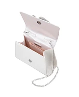 Nina Crystal Flower Embellished Patent Satchel Bag