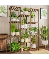 Multi-tier Wooden Plant Stand 11 Potted Flower Display Shelf Rack Vase Holder for Patio Balcony Garden