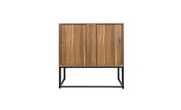 2 Door high cabinet, rattan, Built-in adjustable shelf, Free Standing Cabinet for Living Room Bedroom