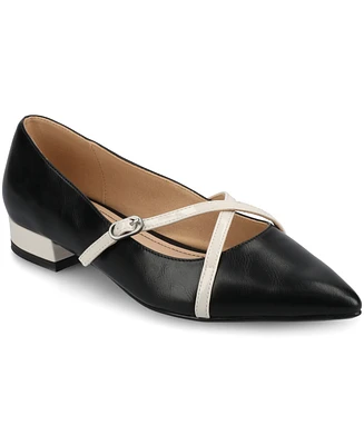 Journee Collection Women's Camby Crisscross Strap Pointed Toe Flats