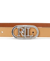 Lauren Ralph Oval-Logo Reversible Leather Skinny Belt