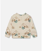 Deux par Big Girls Printed French Terry Sweatshirt Off-White And Koala