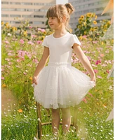 Deux par Toddler Girls Bi-Material Dress With Glitter Hearts Skirt Snow White - Toddler|Child