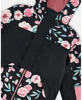 Deux par Big Girls Two-Piece Mid-Season Outerwear Set Pink, Black, And Flowers