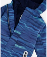 Deux par Kids Unisex Printed Mid-Season One-Piece Outerwear Blue Wave And Black