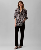 Calvin Klein Women's Printed Classic Button-Front Shirt