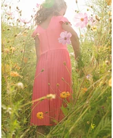 Deux par Deux Big Girls Bi-Material Pleated Wide Leg Jumpsuit Candy Pink