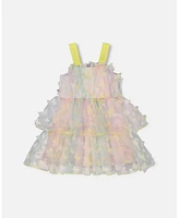 Deux par Toddler Girls Tiered Printed Mesh Dress Multicolored With Butterflies - Toddler|Child