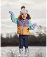 Deux par Deux Baby Girl Sherpa Mid-Season Colorblock Jacket Lilac, Pale Turquoise, And Yellow - Infant