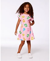 Deux par Big Girls Printed French Terry Dress Pink Multicolored Gummies
