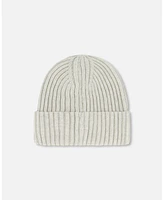 Deux par Deux Kids Unisex Cuffed Knit Hat Off-White - Toddler|Child