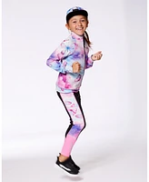 Deux par Girls Printed Reversible Full Zip Athletic Cardigan Pink, Blue And Butterflies