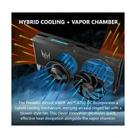 acer | Predator BiFrost Intel Arc A750 Overclocking Graphics Card | 8GB GDDR6 256-bit 16 Gbps | Dual Fan Hybrid Cooling and Vapor Chamber | Tpd 250W |