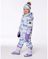 Deux par Kids Unisex Printed Mid-Season One-Piece Outerwear Mauve And Blue, Pink Mountain - Toddler|Child