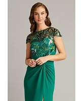 Tadashi Shoji Eleonora Draped Sequin Illusion Gown