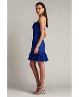 Tadashi Shoji Carmen Lace Fringe Mini Dress