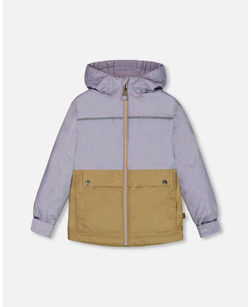 Deux par Big Girls Colorblock Mid-Season Jacket Lilac And Taupe