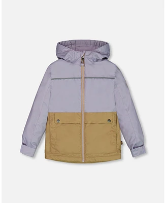 Deux par Big Girls Colorblock Mid-Season Jacket Lilac And Taupe