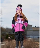 Deux par Big Girls Two-Piece Mid-Season Outerwear Set Black With Pink And Orange Flowers