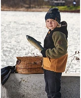 Deux par Toddler Boys Sherpa Mid-Season Colorblock Jacket Black, Tan, And Olive Green - Toddler|Child