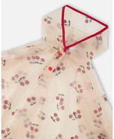 Deux par Deux Girl Red Cherry Printed Rain Cape - Toddler|Child