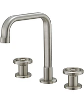 Industry Style 8 in. Widespread Double Handle High-Arc Bathroom Faucet Water-Saving With Drain Kit in Brushed Nickel