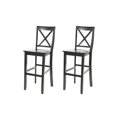 Set of 2 Back Bar Stools with Classic Design