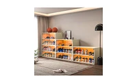 Glass Door Shoe Box Shoe Storage Cabinet For Sneakers With Rgb Led Light