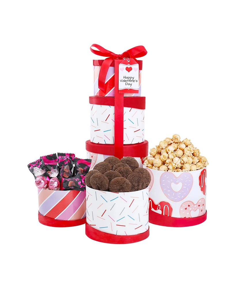 Alder Creek Gift Baskets Hearts Sprinkles Tower, 4 Items