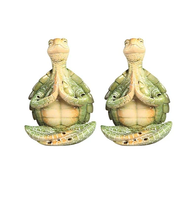 2-pc Set" Fc Design 6.75"H Green Sea Turtle of Yoga Lotus Pose Figurine Statue Ornament Home Room Office Decor and Perfect Ideas for Housewarming, Ho