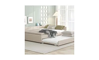 Upholstered Platform Bed with Usb and Trundle