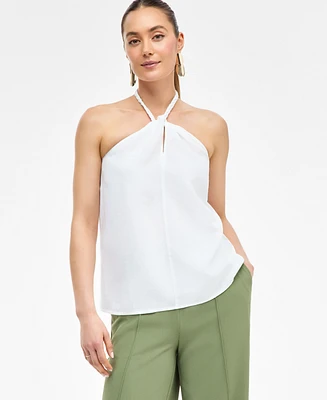 I.n.c. International Concepts Women's Linen-Blend Braided Halter Top, Exclusively at Macy's