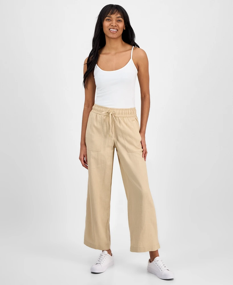 Nautica Jeans Women's Linen-Blend Wide-Leg Pants