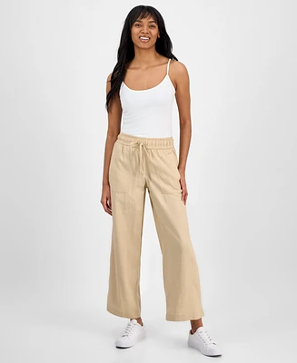 Nautica Jeans Women's Linen-Blend Wide-Leg Pants