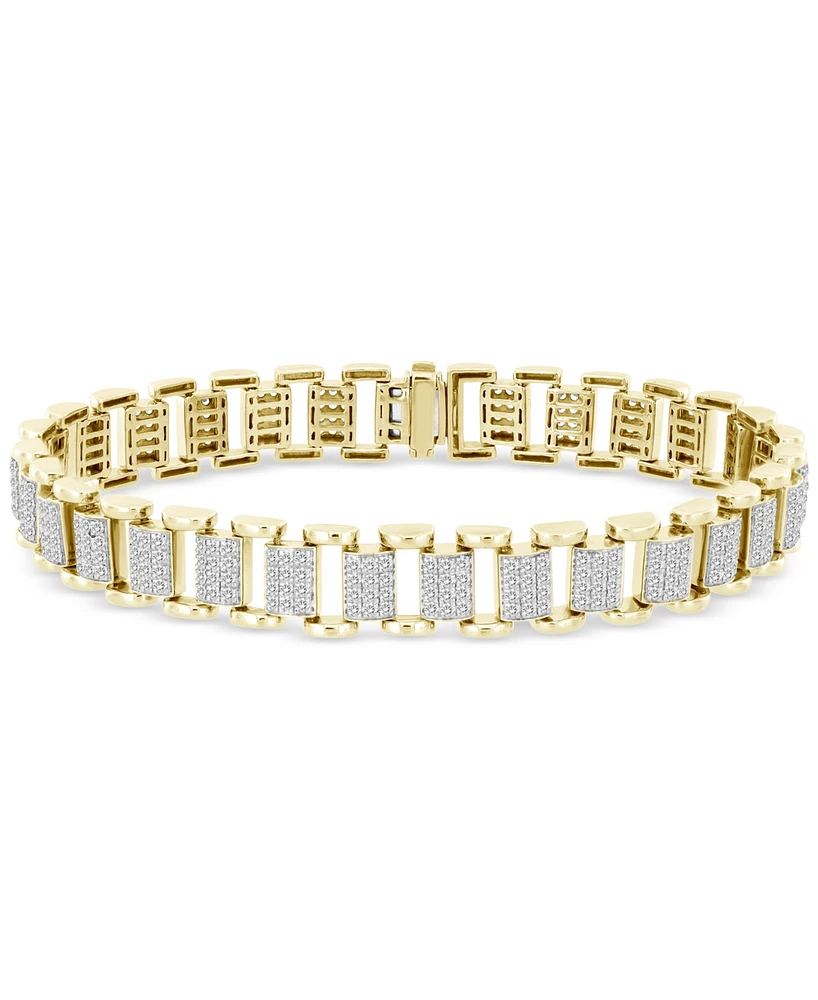 Men's Diamond Pave Square Link Bracelet (3 ct. t.w.) in 10k Gold
