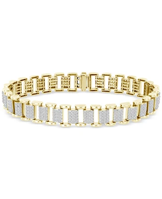 Men's Diamond Pave Square Link Bracelet (3 ct. t.w.) in 10k Gold