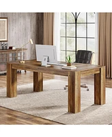 Tribesigns 63-Inch Executive Desk, Large Office Computer Desk, Simple Workstation Writing Table Study Table for Home Office, Rustic Brown
