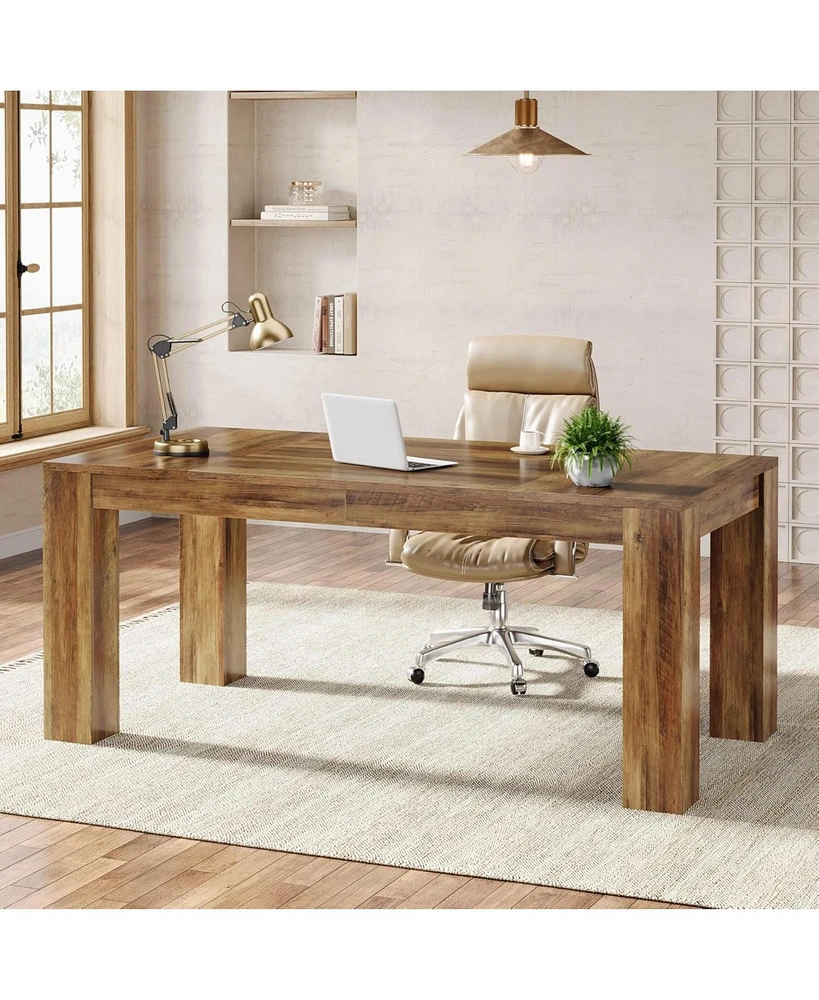 Tribesigns 63-Inch Executive Desk, Large Office Computer Desk, Simple Workstation Writing Table Study Table for Home Office, Rustic Brown