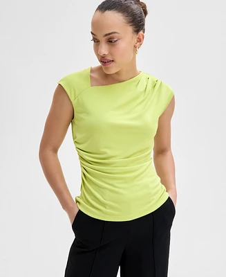 I.n.c. International Concepts Petite Asymmetric Draped Top, Exclusively at Macy's