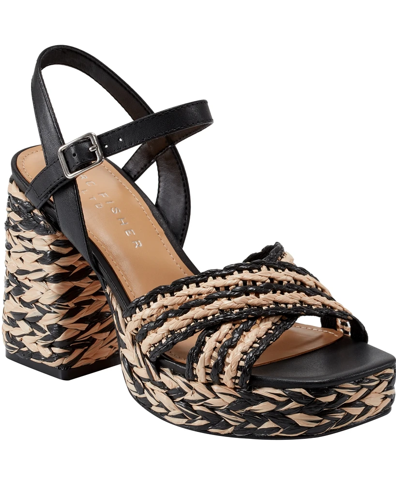 Marc Fisher Ltd Women's Juliey Woven Block Heel Platform Sandals