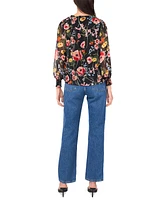 Sam & Jess Petite Floral Smocked-Shoulder Blouse