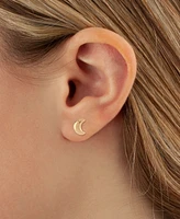 Star & Moon Stud Earrings Set in 14k Yellow Gold (8mm)