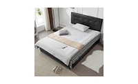 Upholstered Platform Storage Bed Frame with 4 Drawers Space-Saving Bedroom Organization Solution