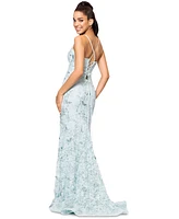 Betsy & Adam Women's Sequined Lace Corset Gown