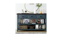 Retro Console Table with Two Open Shelves for Entryway, Living Room or Hallway Decor